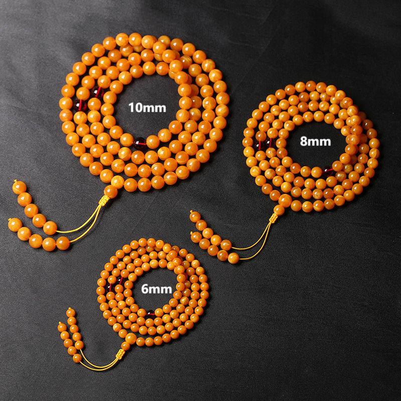 Nimara Ritual Tibetan Amber Round Bead Mala