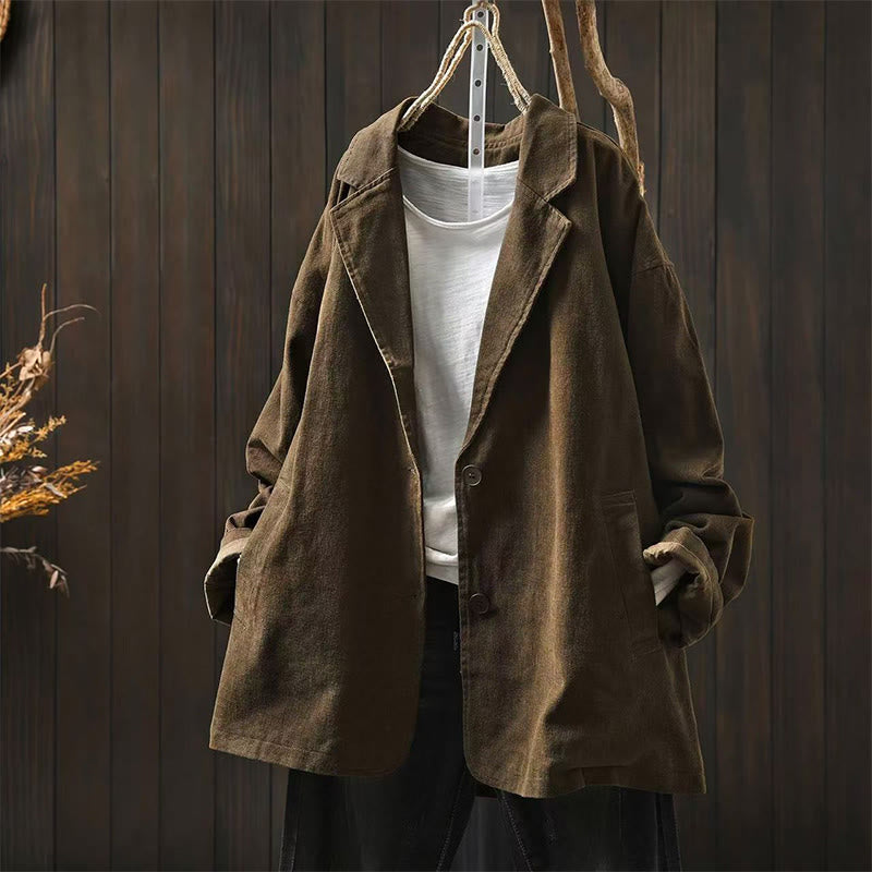 Nimara Ritual Spring Fall Buttons Lapel Collar Long Sleeve Mid-length Women's Jacket With Pockets
