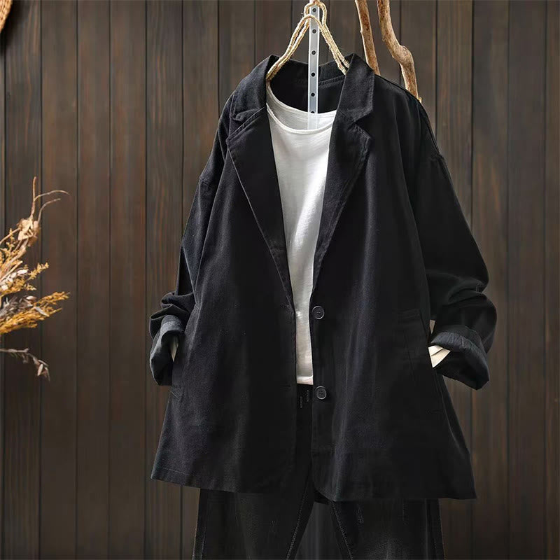 Nimara Ritual Spring Fall Buttons Lapel Collar Long Sleeve Mid-length Women's Jacket With Pockets