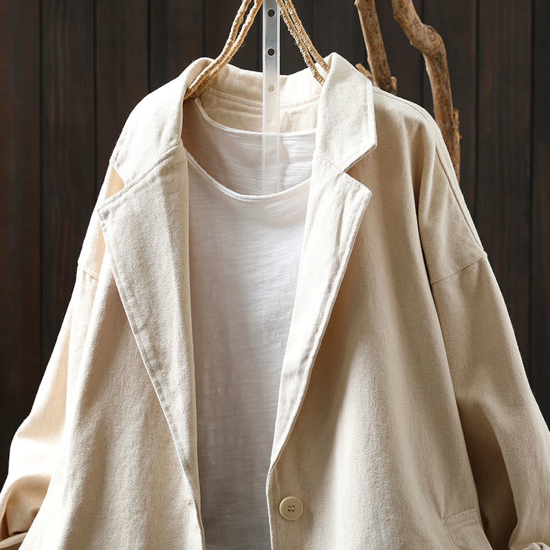 Nimara Ritual Spring Fall Buttons Lapel Collar Long Sleeve Mid-length Women's Jacket With Pockets