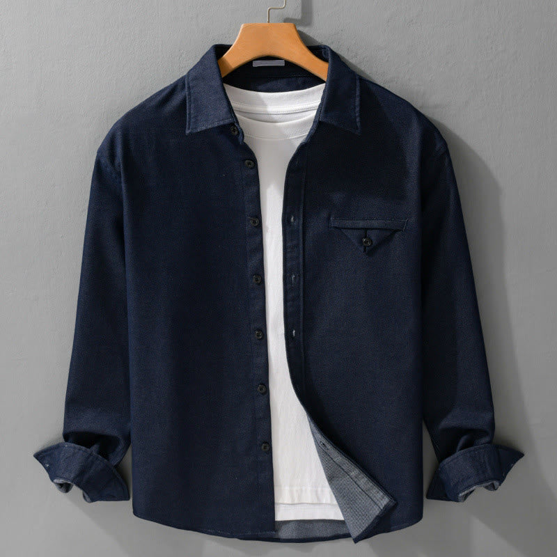 Nimara Ritual Fall Solid Buttons Down Men's Stand Collar Long Sleeve Cotton Shirt