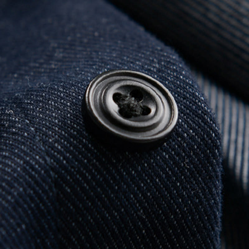 Nimara Ritual Fall Solid Buttons Down Men's Stand Collar Long Sleeve Cotton Shirt