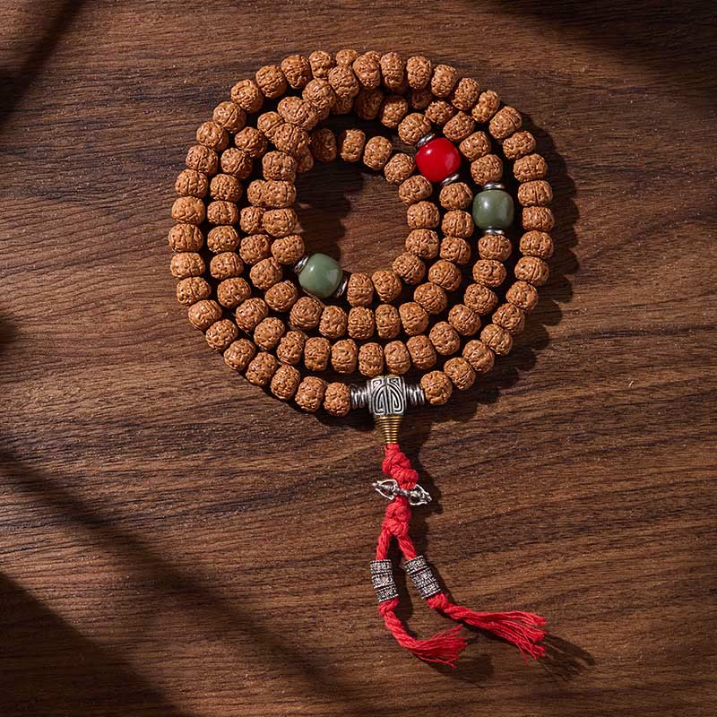 Nimara Ritual Tibetan 108 Beads Bodhi Seed Three-eyed Dzi Bead Auspiciousness Mala