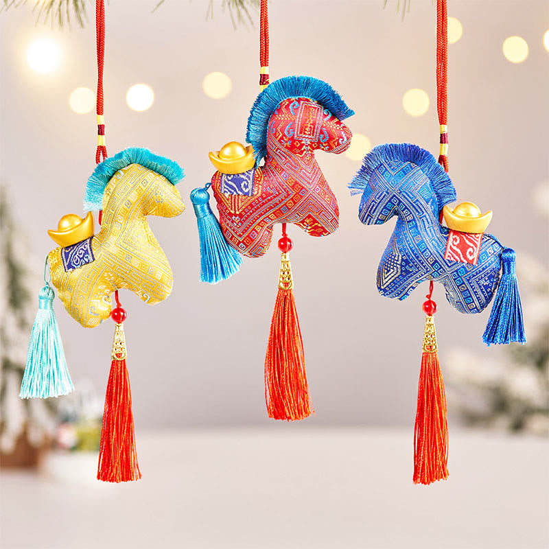 Nimara Ritual Year Of The Horse Red String Embroidery Ingot Tassel Decoration