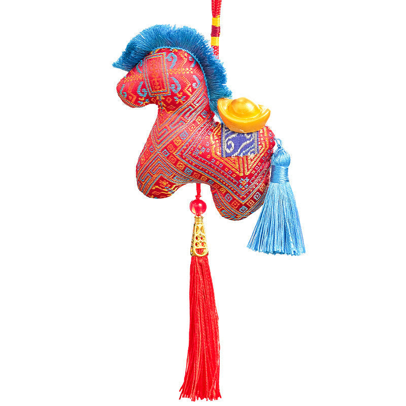 Nimara Ritual Year Of The Horse Red String Embroidery Ingot Tassel Decoration