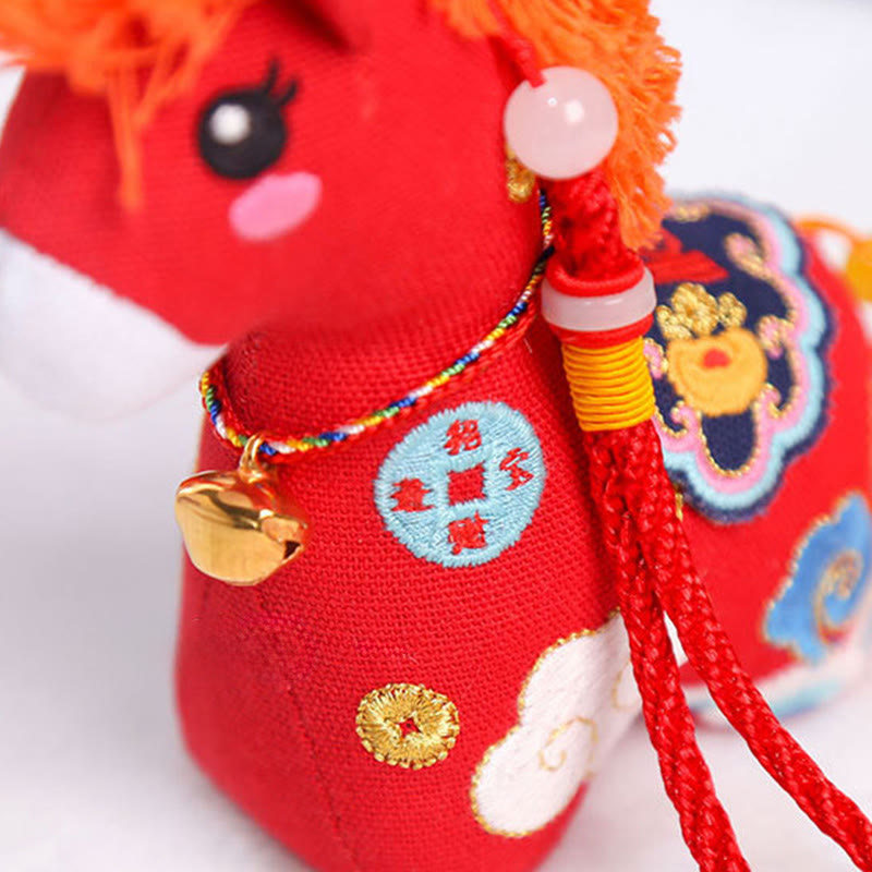 Nimara Ritual Year of the Horse Copper Red String Fu Character Embroidery Prosperity Home Decoration