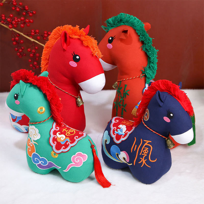 Nimara Ritual Year of the Horse Copper Red String Fu Character Embroidery Prosperity Home Decoration