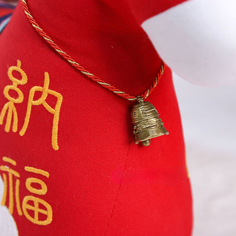 Nimara Ritual Year of the Horse Copper Red String Fu Character Embroidery Prosperity Home Decoration