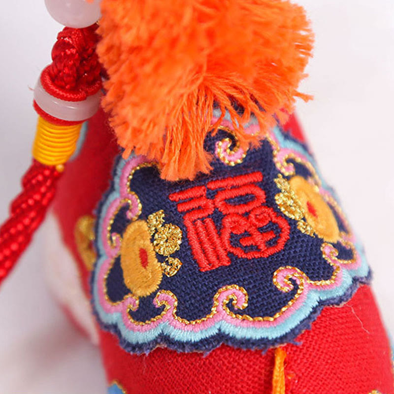 Nimara Ritual Year of the Horse Copper Red String Fu Character Embroidery Prosperity Home Decoration