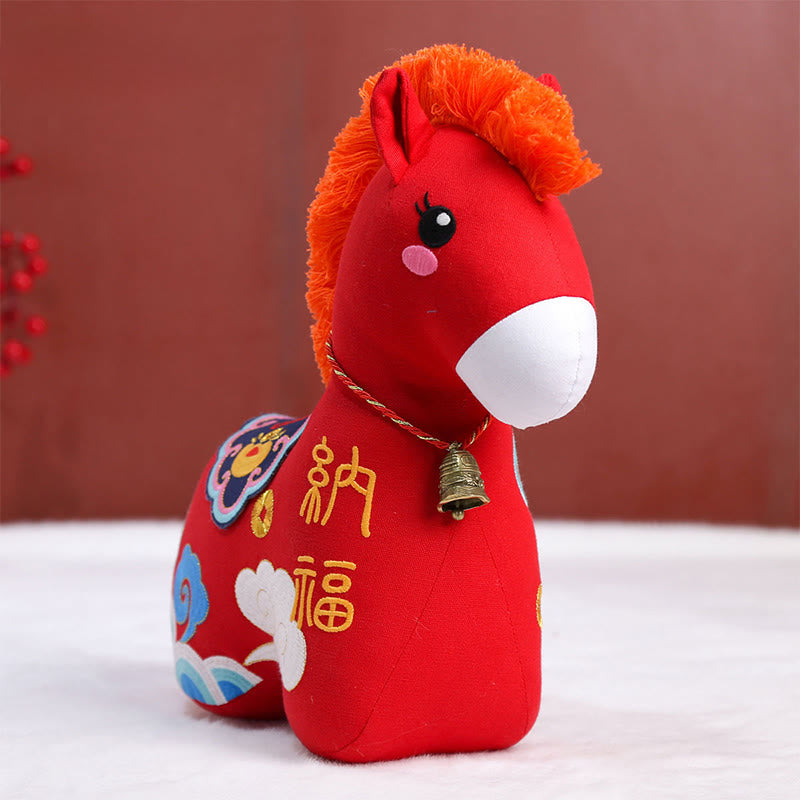 Nimara Ritual Year of the Horse Copper Red String Fu Character Embroidery Prosperity Home Decoration