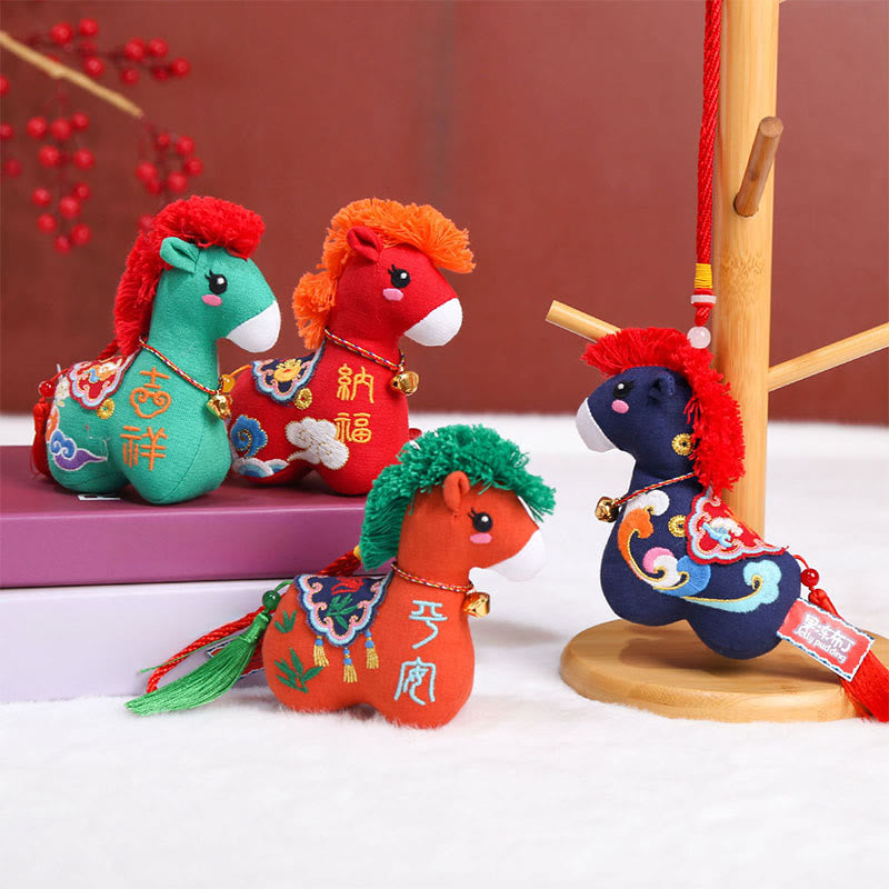 Nimara Ritual Year of the Horse Copper Red String Fu Character Embroidery Prosperity Home Decoration