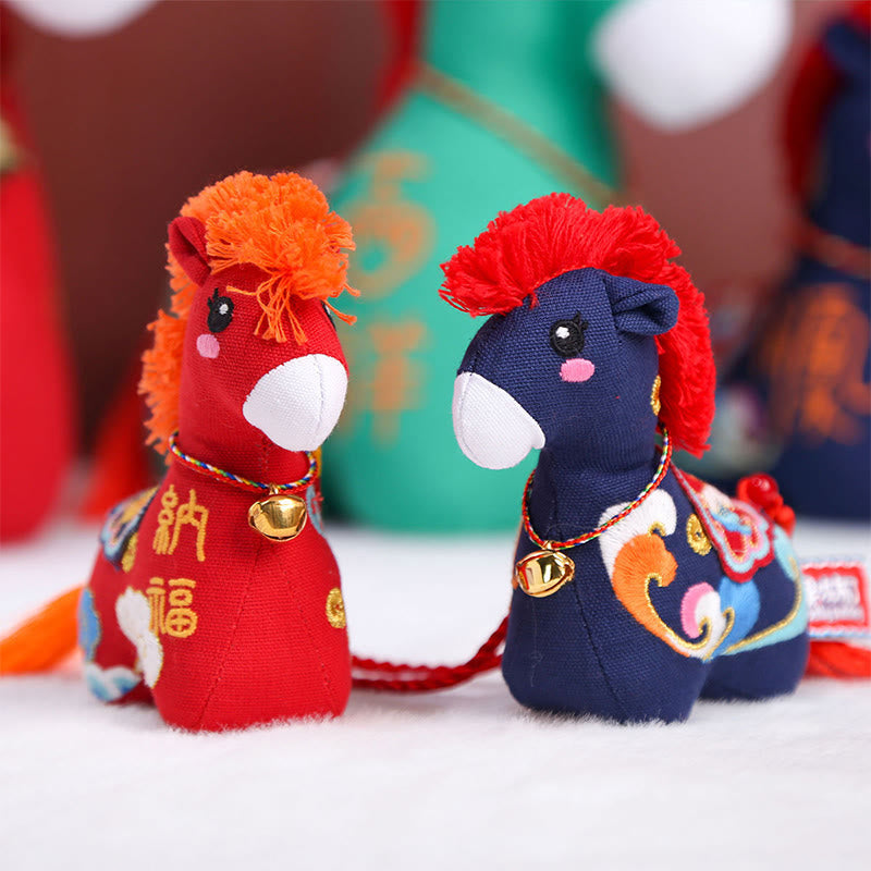 Nimara Ritual Year of the Horse Copper Red String Fu Character Embroidery Prosperity Home Decoration