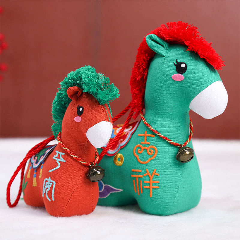 Nimara Ritual Year of the Horse Copper Red String Fu Character Embroidery Prosperity Home Decoration