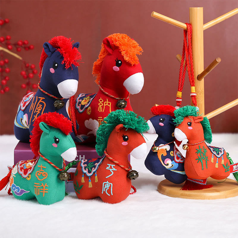 Nimara Ritual Year of the Horse Copper Red String Fu Character Embroidery Prosperity Home Decoration