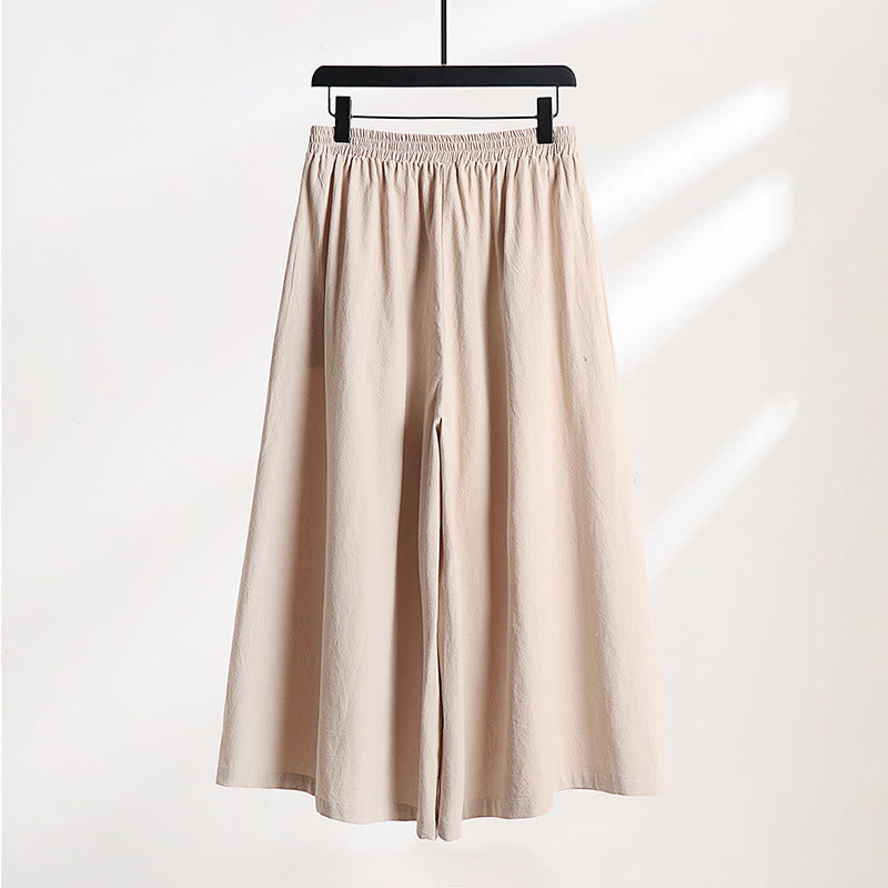 Nimara Ritual 2Pcs Fall Lace-up Cotton Kimono Ankle-Length Wide Leg Pants With Pockets Men's Meditation Cloth Set