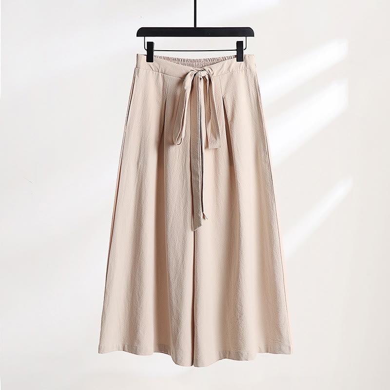 Nimara Ritual 2Pcs Fall Lace-up Cotton Kimono Ankle-Length Wide Leg Pants With Pockets Men's Meditation Cloth Set