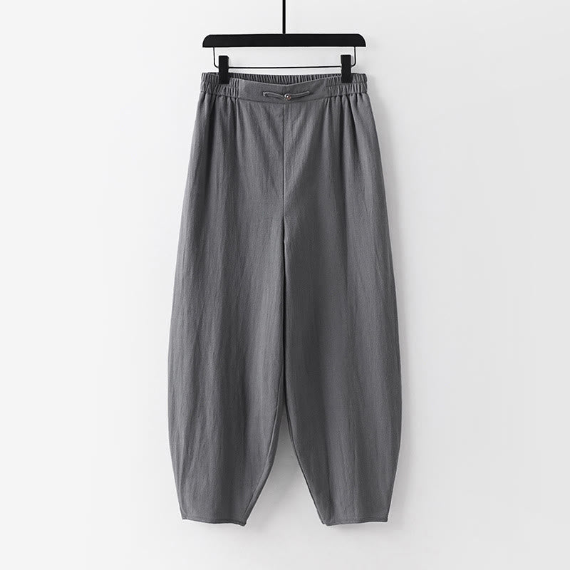 Nimara Ritual Summer Plain Straight Leg Men's Cotton Linen Ankle-Length Pants With Pockets