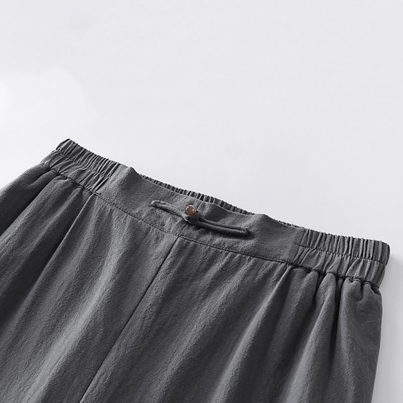 Nimara Ritual Summer Plain Straight Leg Men's Cotton Linen Ankle-Length Pants With Pockets