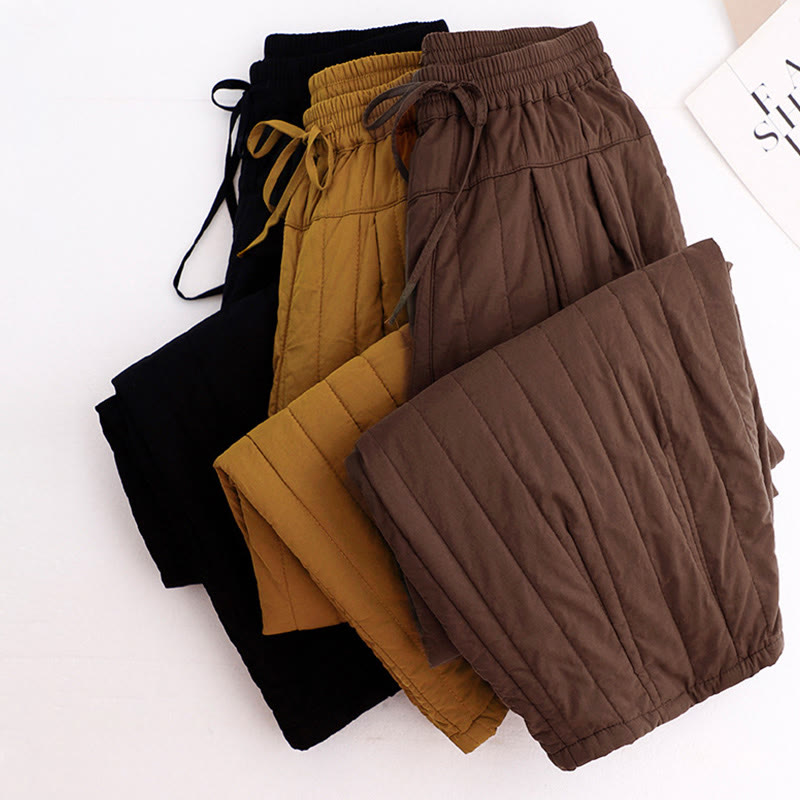 Nimara Ritual Winter Plain Color Blocking Design Cotton Women's Harem Pants With Pockets
