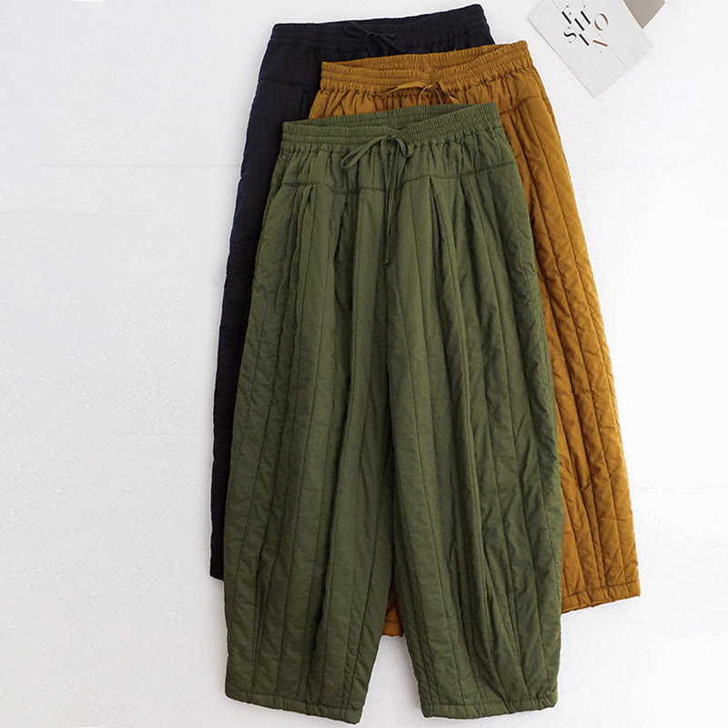 Nimara Ritual Winter Plain Color Blocking Design Cotton Women's Harem Pants With Pockets