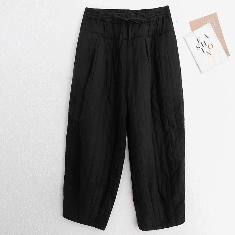 Nimara Ritual Winter Plain Color Blocking Design Cotton Women's Harem Pants With Pockets