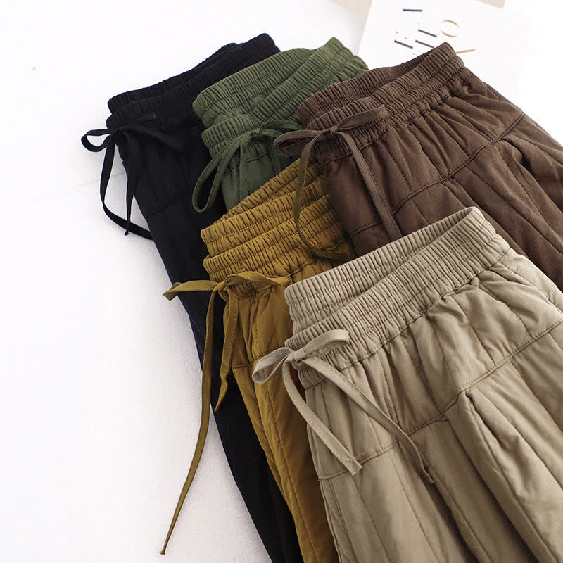 Nimara Ritual Winter Plain Color Blocking Design Cotton Women's Harem Pants With Pockets