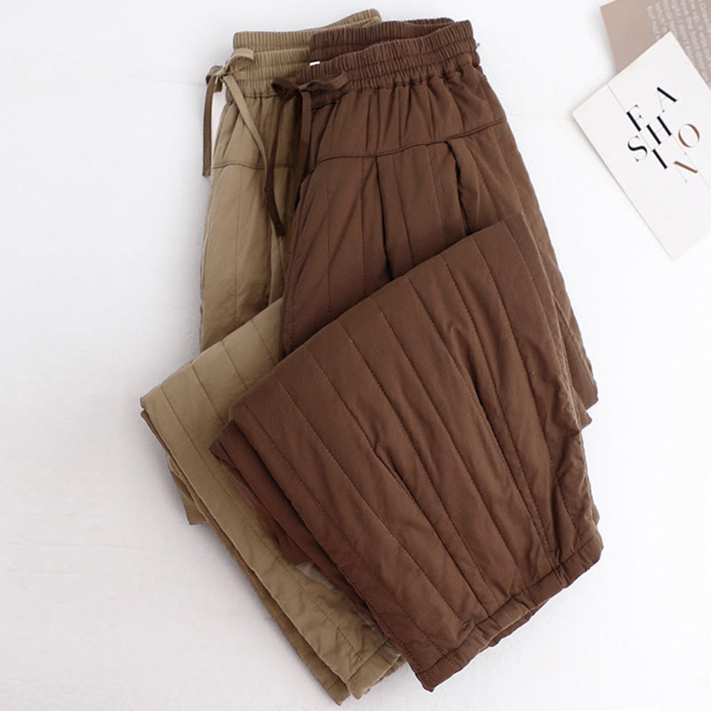 Nimara Ritual Winter Plain Color Blocking Design Cotton Women's Harem Pants With Pockets