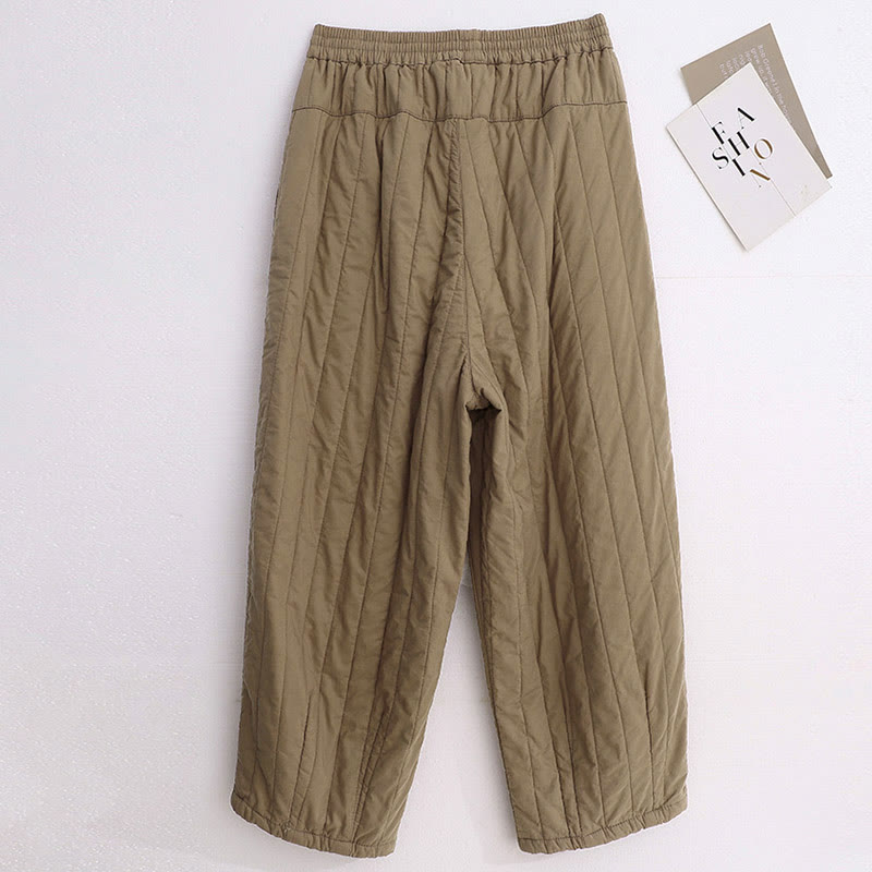 Nimara Ritual Winter Plain Color Blocking Design Cotton Women's Harem Pants With Pockets