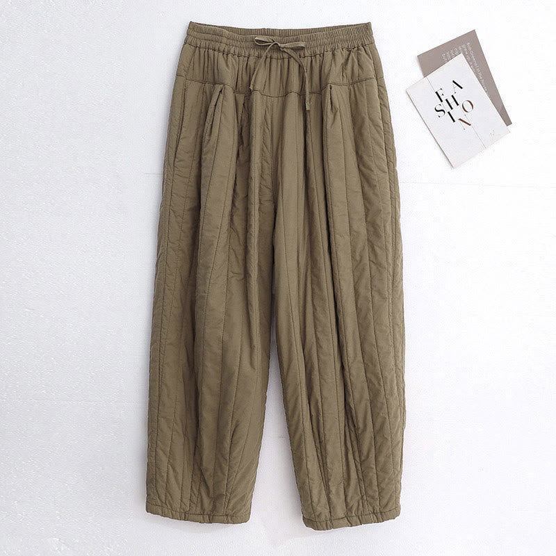 Nimara Ritual Winter Plain Color Blocking Design Cotton Women's Harem Pants With Pockets