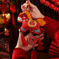 Nimara Ritual Embroidery Year Of The Horse Fu Character Copper Coin Shape Red String Hanging Decoration