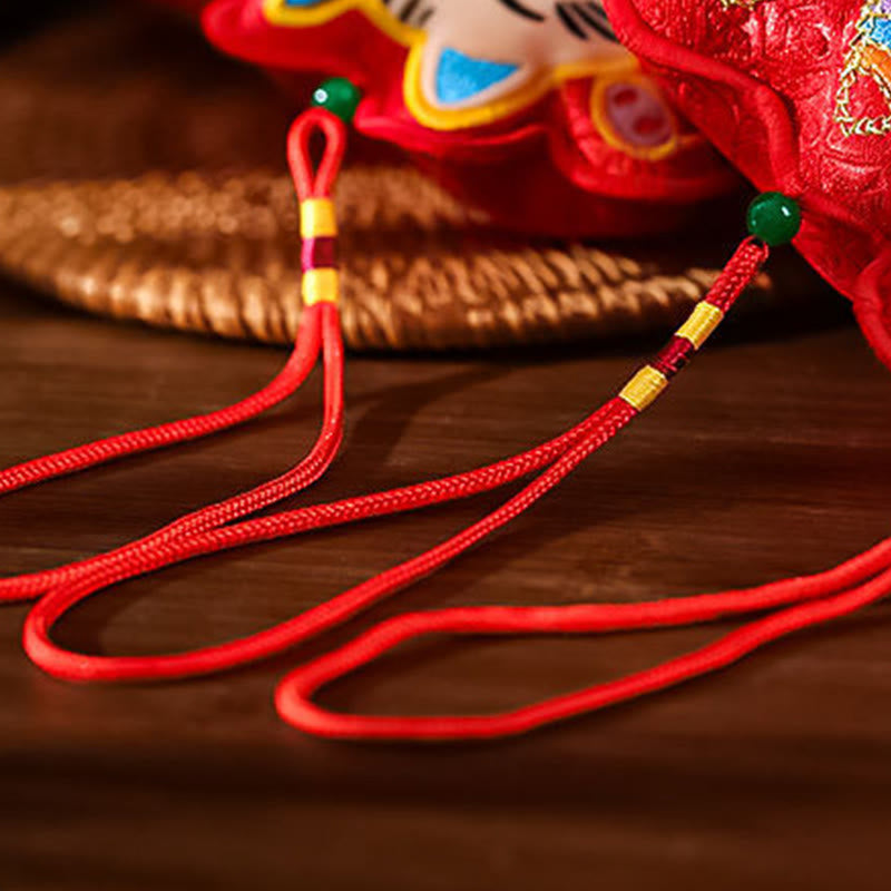Nimara Ritual Embroidery Year Of The Horse Fu Character Copper Coin Shape Red String Hanging Decoration