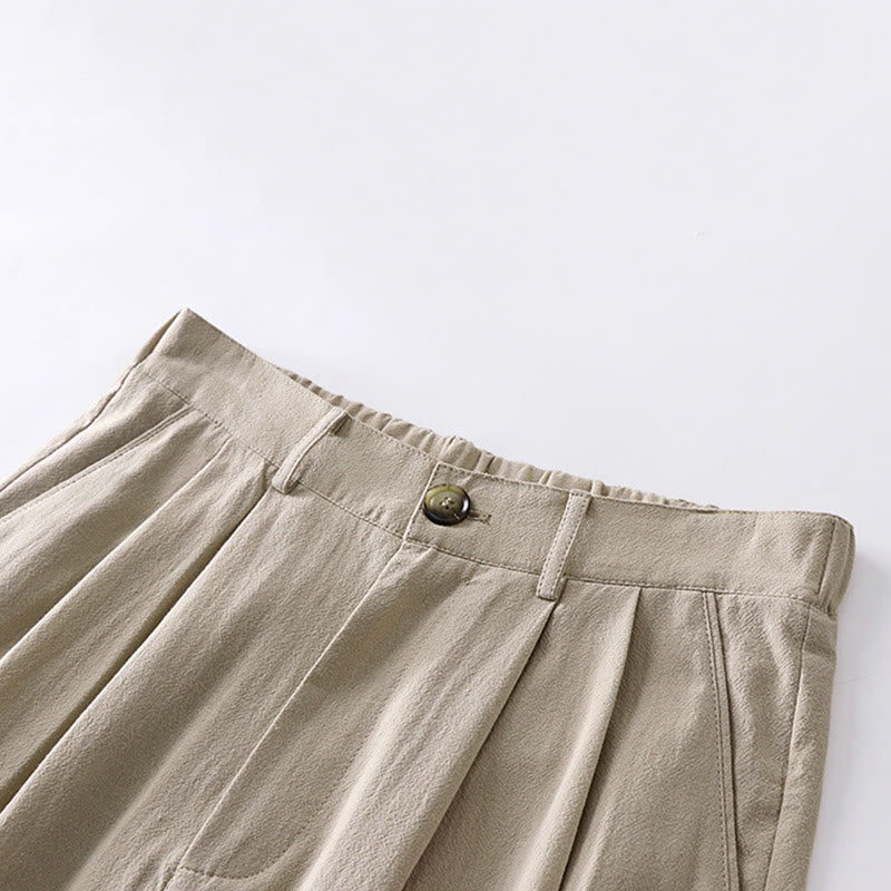Nimara Ritual Spring Fall Plain Straight Leg Men's Cotton Linen Pants With Pockets