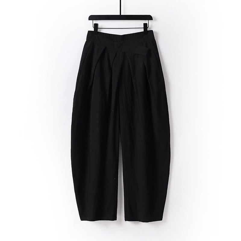 Nimara Ritual Plain Straight Leg Zipper Design Men's Cotton Linen Pants With Pockets