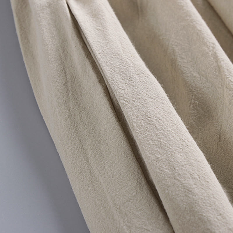 Nimara Ritual Plain Drawstring Tapered Ankle-Length Men's Cotton Linen Pants With Pockets