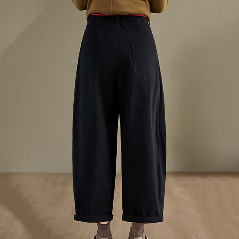 Nimara Ritual Plain Cotton Casual Women's 7-8 Length Pants With Pockets