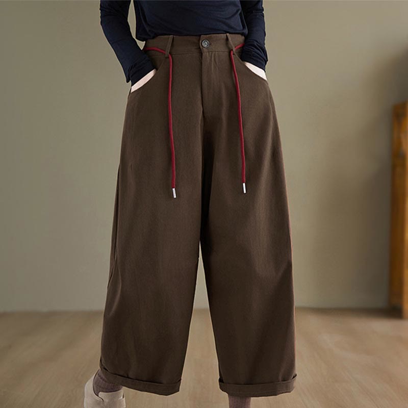Nimara Ritual Plain Cotton Casual Women's 7-8 Length Pants With Pockets