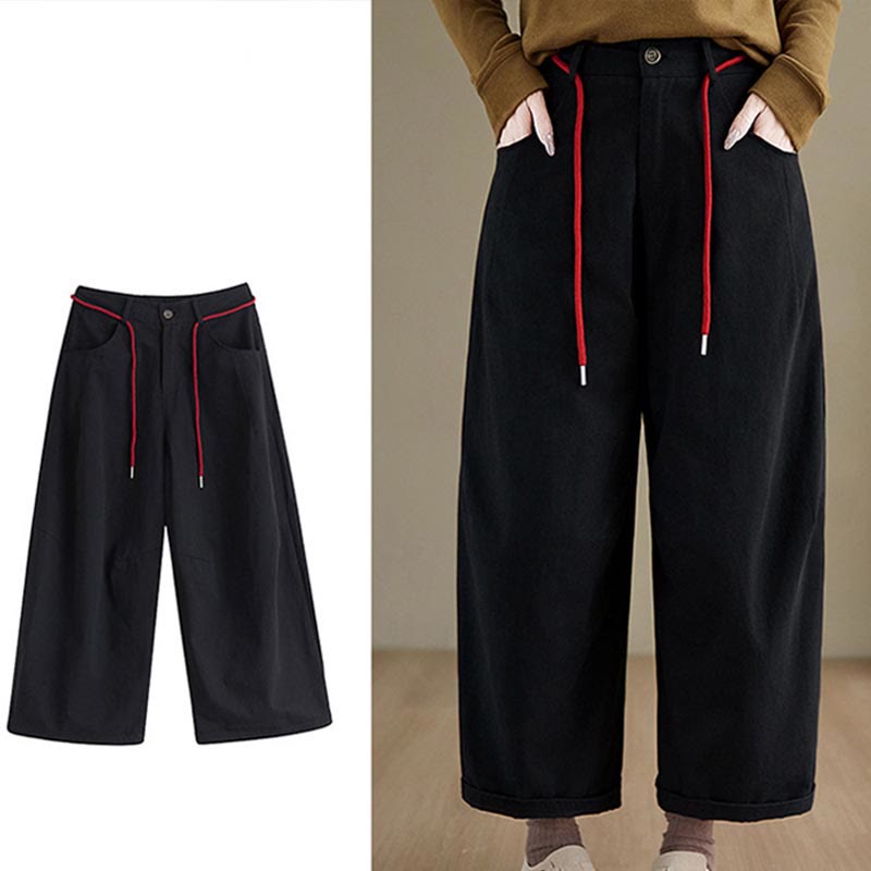 Nimara Ritual Plain Cotton Casual Women's 7-8 Length Pants With Pockets