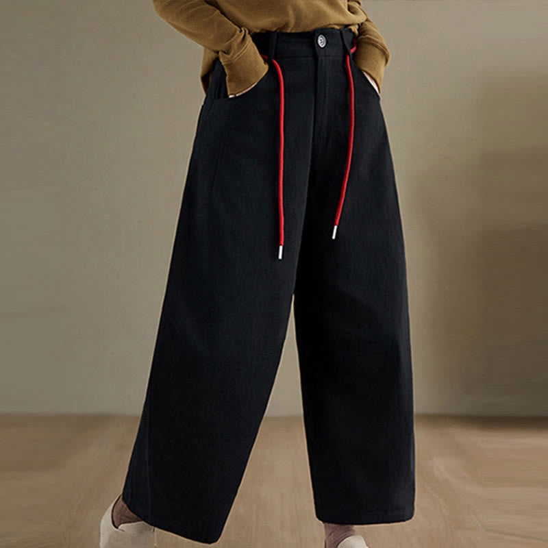 Nimara Ritual Plain Cotton Casual Women's 7-8 Length Pants With Pockets