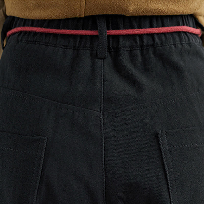 Nimara Ritual Plain Cotton Casual Women's 7-8 Length Pants With Pockets