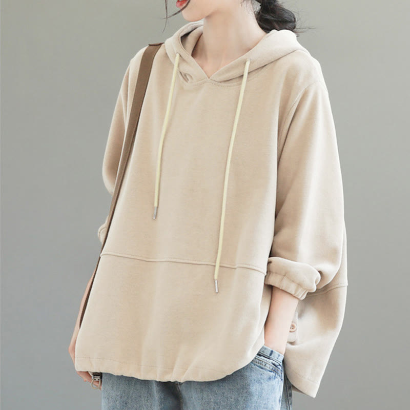 Nimara Ritual Fall Solid Color Side Buttons Cotton Long Sleeve Women's Hoodie