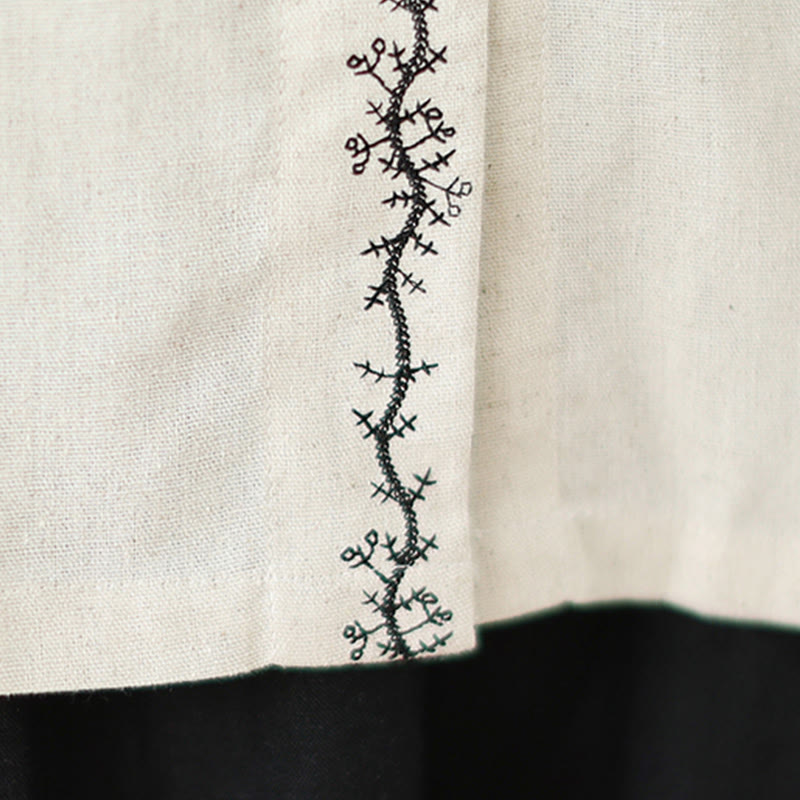 Nimara Ritual Spring Embroidery Buttons Design Women's Cotton Peter Pan Collar Long Sleeve Shirt
