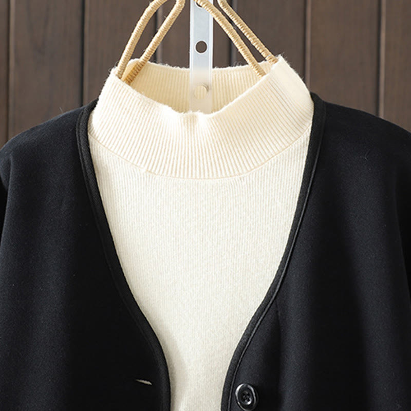 Nimara Ritual Simple Plain V-Neck Buttons Down Design Women's Cotton Long Sleeve Jacket