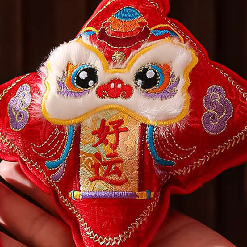 Nimara Ritual Embroidery Year Of The Horse Fu Character Copper Coin Shape Red String Hanging Decoration
