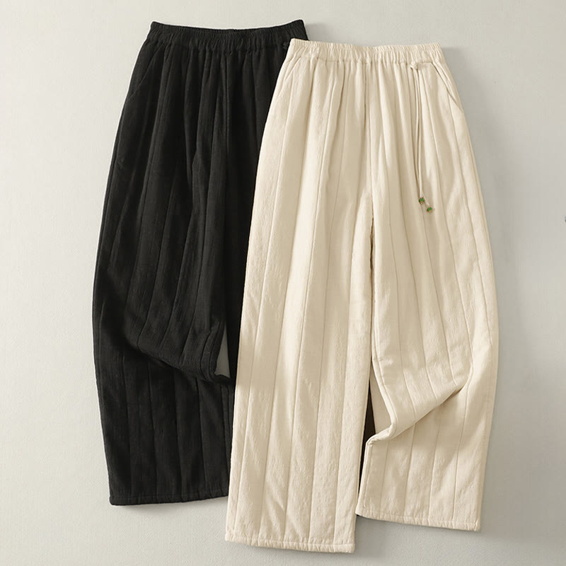 Nimara Ritual Plain Cotton Polyester Thick Women's Pants With Pockets