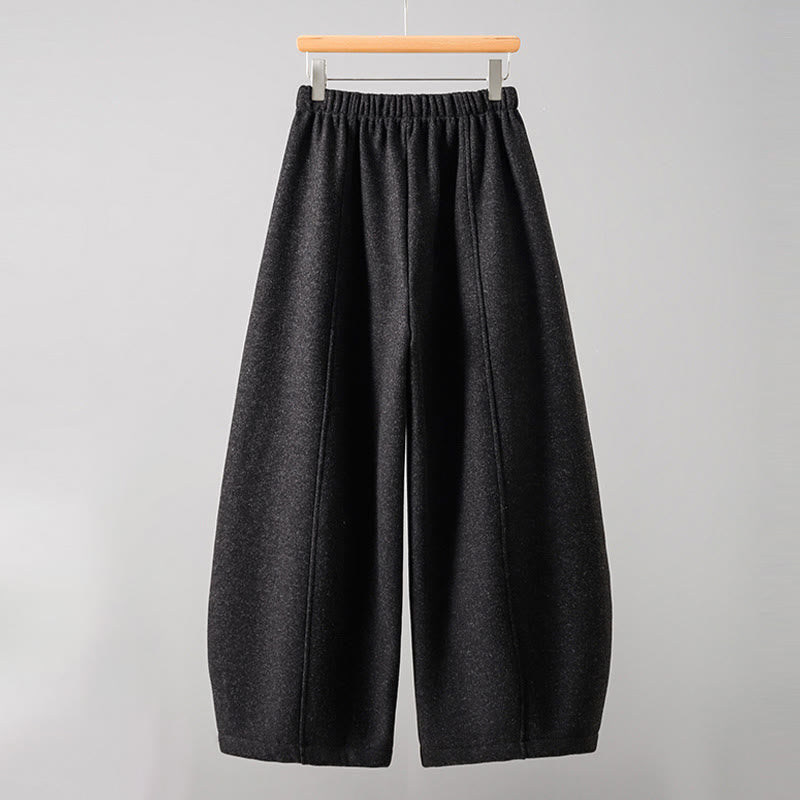 Nimara Ritual Plain Cotton Lace-Up Design Thick Women's Pants With Pockets