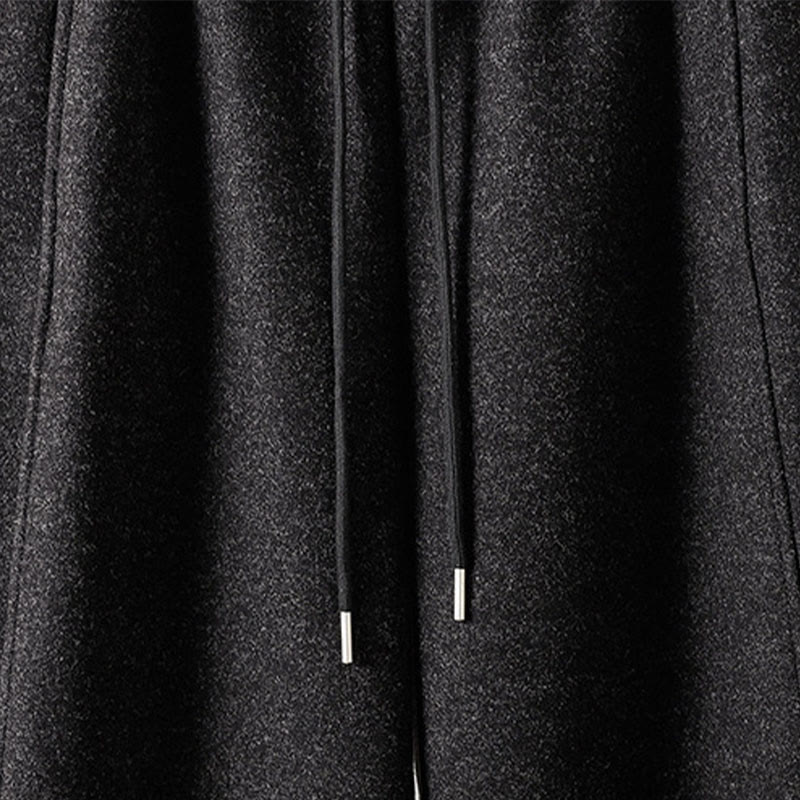Nimara Ritual Plain Cotton Lace-Up Design Thick Women's Pants With Pockets