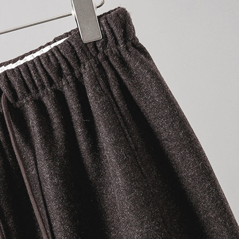 Nimara Ritual Plain Cotton Lace-Up Design Thick Women's Pants With Pockets