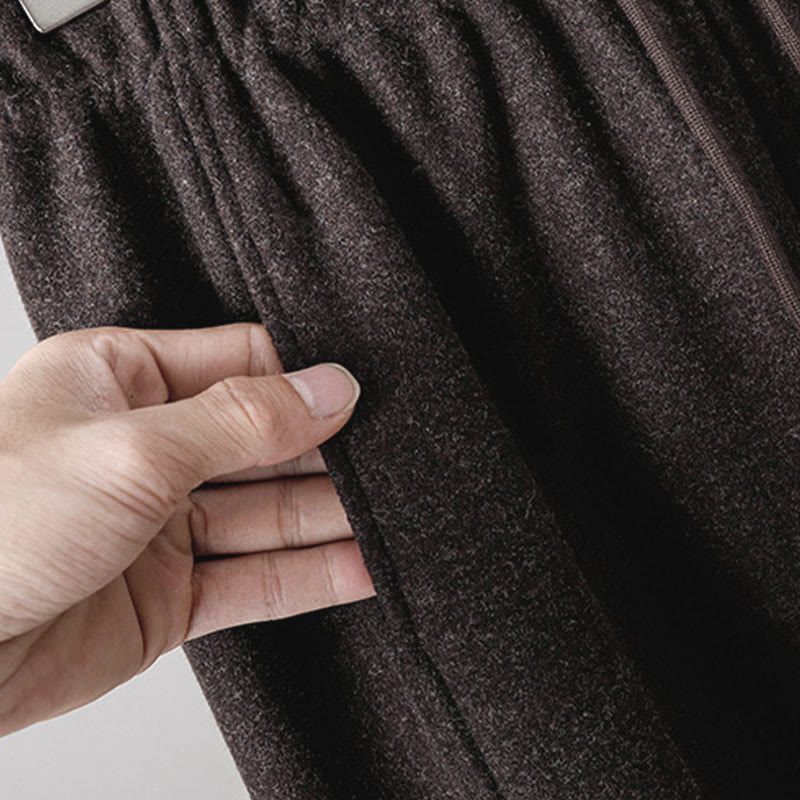 Nimara Ritual Plain Cotton Lace-Up Design Thick Women's Pants With Pockets
