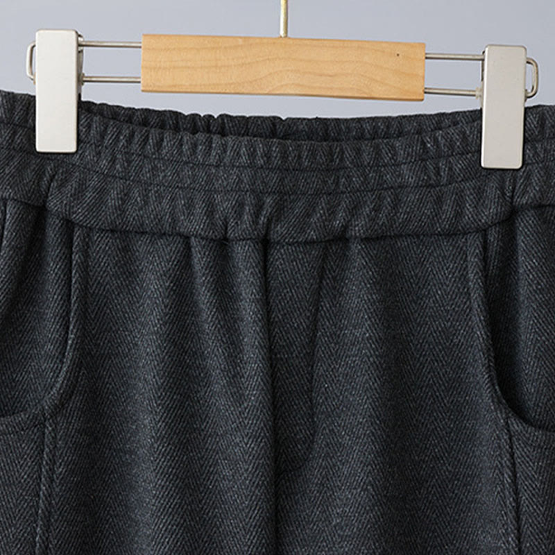 Nimara Ritual Plain Color Blocking Cotton Thick Casual Women's Pants With Pockets