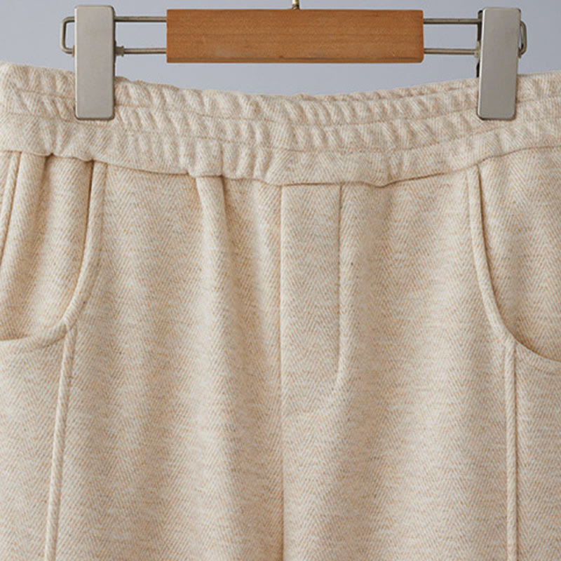 Nimara Ritual Plain Color Blocking Cotton Thick Casual Women's Pants With Pockets